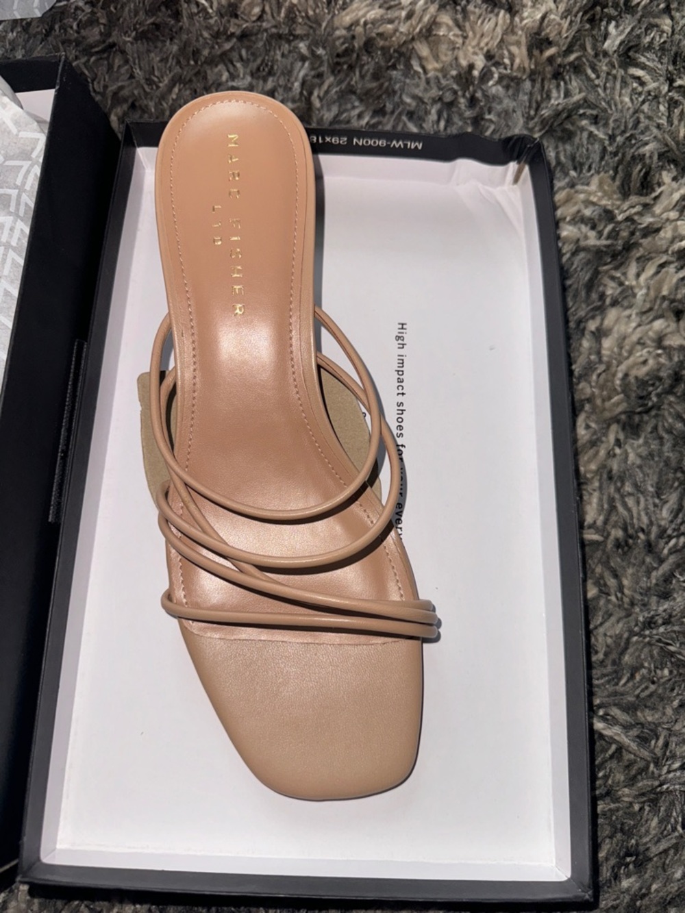 Marc Fisher Nude Multi-Strap Square Toe Slide